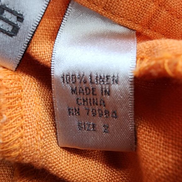 Chico's Pants Womens 2 L/12 Orange Linen High Rise Flat Front Crop Capri Summer - Picture 4 of 10